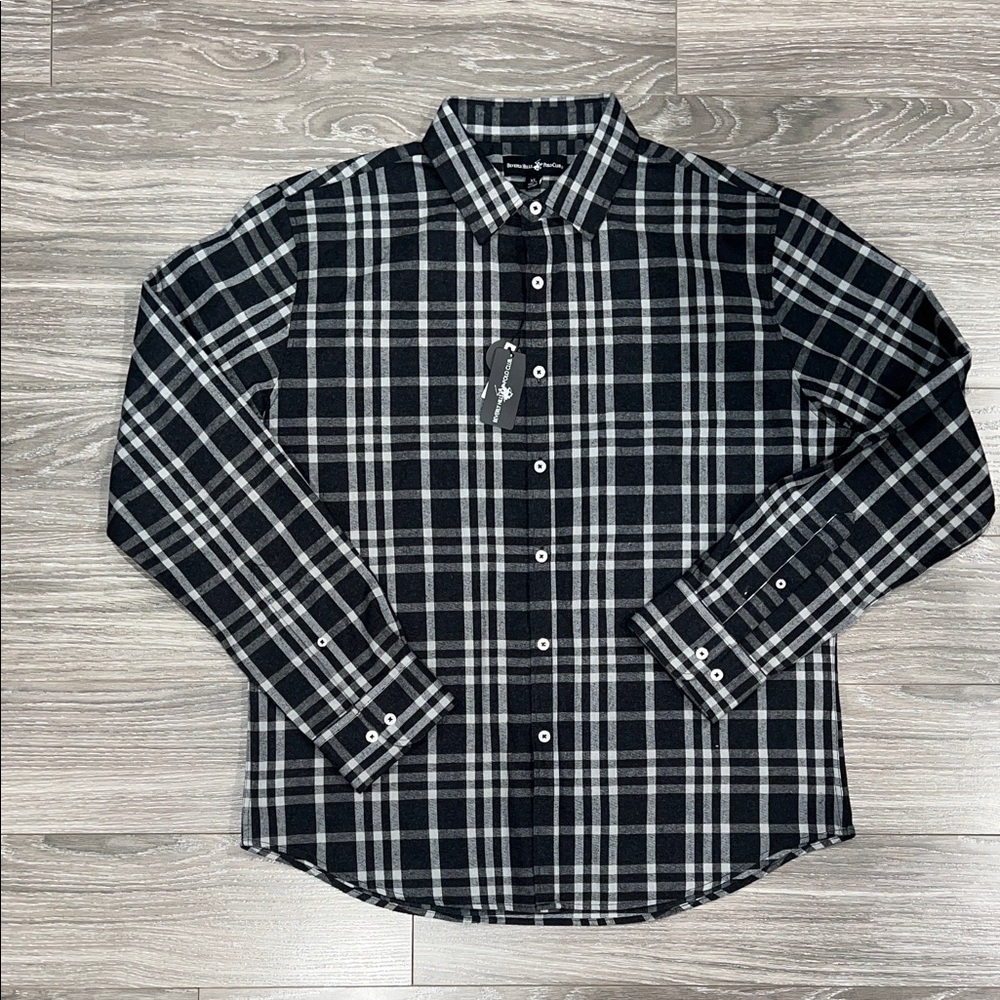 Beverly Hills Polo Club Black and White Checkered Shirt